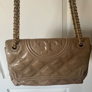 Tory Burch Tan Quilted Shoulder Bag